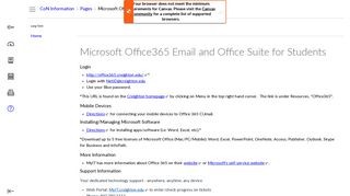 
Microsoft Office365 Email and Office Suite for Students ...  
