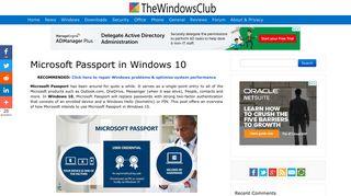 Microsoft Passport in Windows 10 - The Windows Club - Ms Passport Portal