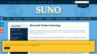 
                            3. Microsoft Student Advantage | Southern ... - SUNO.edu - Suno Student Email Portal