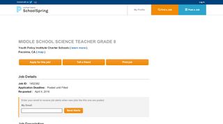 
Middle School Science Teacher Grade 8 job in Pacoima, CA
