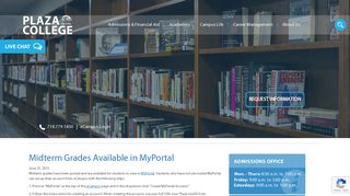 
                            5. Midterm Grades Available in MyPortal - Plaza College - Plaza College My Portal Portal