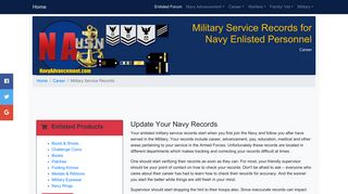 
                            7. Military Service Records for Navy Enlisted Personnel - Electronic Service Record Navy Portal