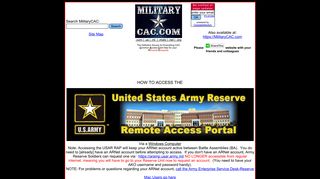 
                            5. MilitaryCAC's support to the Army Reserve Remote Access Portal (RAP) - Army Reserve Portal