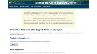 Minnesota Child Support Online for employers - Minnesota.gov - Mn Child Support Employer Portal