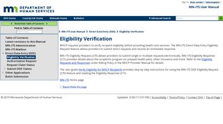 
                            3. MN−ITS User Manual - Eligibility Verification - Dhs.state.mn.us - Mn Its Provider Portal