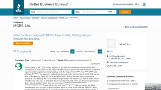 
                            3. MOBE, Ltd. | Complaints | Better Business Bureau® Profile - 21 Step Business Portal