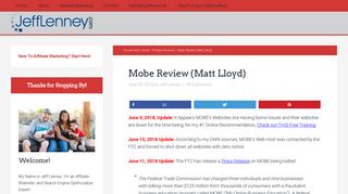 
                            2. Mobe Review (Matt Lloyd) - STOPPED By the FTC - Info Here - 21 Step Business Portal