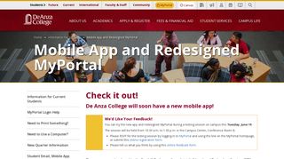 
Mobile App and MyPortal - De Anza College
