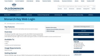 
                            3. Monarch-Key Web Login - Old Dominion University - Myodu Edu Portal