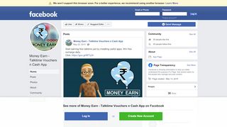 
Money Earn - Talktime Vouchers n Cash App - Home | Facebook  
