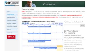 
                            3. Monthly Course Schedule | Oshaedne - Keene State College's OSHA ... - Osha Keene State Portal