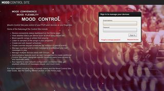 
                            5. MOOD:CONTROL SITE - Login - Pandora Dmx Profusion Portal
