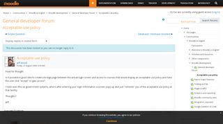 
Moodle in English: Acceptable use policy - Moodle.org  
