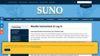 
                            6. Moodle Instructions & Log In | Southern University at New ... - Suno Banner Portal