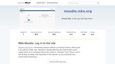 
Moodle.mka.org website. MKA Moodle: Log in to the site.
