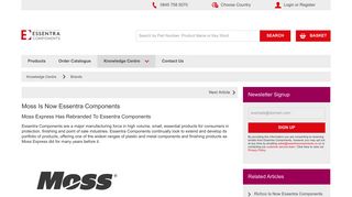 
                            1. Moss Is Now Essentra Components | Knowledge Centre ... - Mossexpress Co Uk Portal