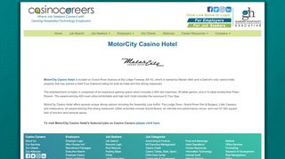 
                            9. MotorCity Casino Hotel - Links - Casino Careers - Motorcity Casino Employment Portal