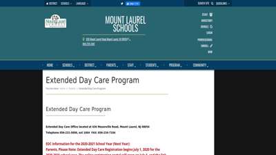 Mount Laurel Schools - Extended Day Care Program
