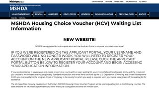 
                            2. MSHDA - MSHDA Housing Choice Voucher (HCV) Waiting List ... - Mshda Applicant Portal