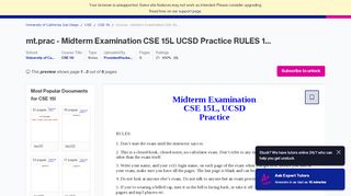 
                            6. mt.prac - Midterm Examination CSE 15L UCSD Practice ... - Gradesource Portal
