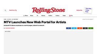 
                            8. MTV Launches New Web Portal for Artists - Rolling Stone - Mtv Artist Portal Page