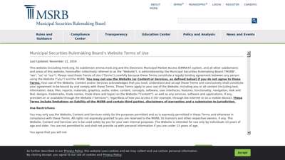 Municipal Securities Rulemaking Board’s Website Terms of Use