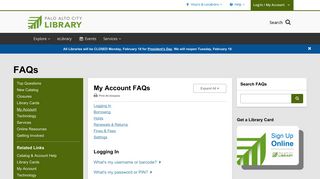 My Account | FAQs | Palo Alto City Library - City Of Palo Alto Library Portal