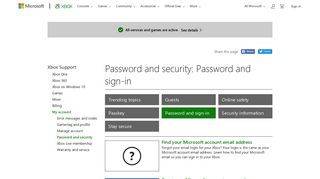 
My account : Password and security - Xbox Support  
