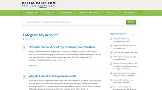 
                            4. My Account – Restaurant.com Frequently Asked Questions - Restaurant Com My Account Portal