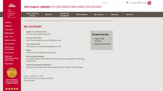 
                            1. My Account - The Public Library of Cincinnati and Hamilton ... - Cincinnati Library Portal