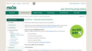 
                            4. My Bill Pay - Frequently Asked Questions - Madison Gas and ... - Madison Gas And Electric Portal
