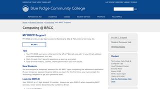 
                            8. MY BRCC Support | BRCC, Virginia - Blue Ridge Community ... - Blue Ridge Email Portal