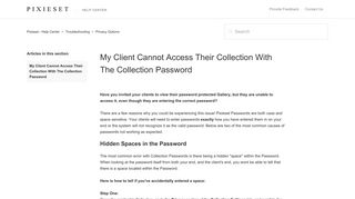 My Client Cannot Access Their Collection With The Collection ... - Pixieset Com Portal
