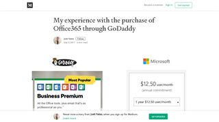 
My experience with the purchase of Office365 through GoDaddy  

