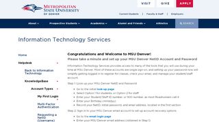 
                            4. My First Login | Information Technology Services | MSU Denver - Metro State Connect U Portal