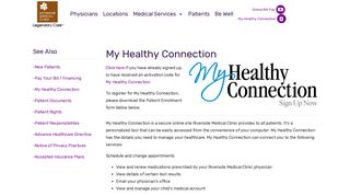 
                            8. My Healthy Connection - Riverside Medical Clinic - Riverside Health Link Portal