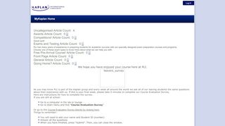 My Homework - Toronto - MyKaplan - K Tools Kaplan Portal
