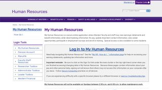
                            2. My Human Resources - Human Resources - Western University - Uwo Human Resources Portal