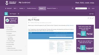 
                            5. My IT Portal - My IT Support - My Sunderland - Sunderland University Portal