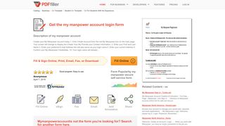 
                            5. My Manpower Account Login - Fill Online, Printable, Fillable ... - Manpower North America Home Portal