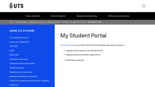 
                            4. My Student Portal | University of Technology Sydney - Student Portal System