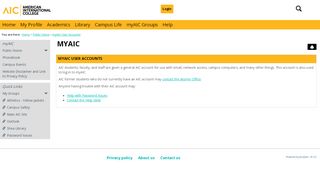 
                            2. myAIC User Accounts - American International College - Aic Login Portal