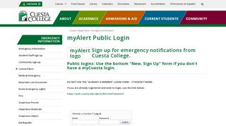 
                            7. myAlert Public Login - Cuesta College - My Cuesta College Portal