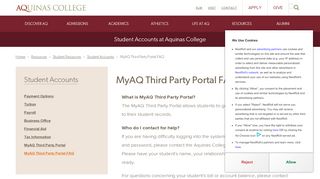 
MyAQ Third Party Portal FAQ | Aquinas College  
