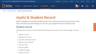 myAU & Student Record : Athabasca University - Athabasca University Student Portal