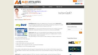 
                            8. MyBet Sportsbet Affiliate Program - Alex Affiliates - Sportsbet Affiliate Portal