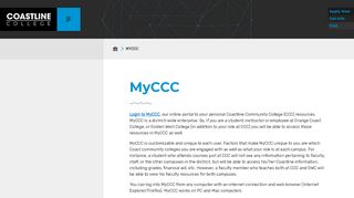 MyCCC  Coastline College