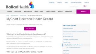 
MyChart Electronic Health Record | Ballad Health  
