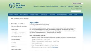 
                            5. MyChart | HSHS St. John's Hospital, Springfield, IL - Hshs Patient Portal
