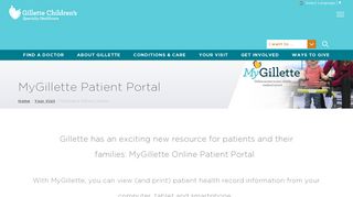 
                            8. MyGillette Patient Portal | Gillette Children's Specialty Healthcare - My Children's Portal Mn